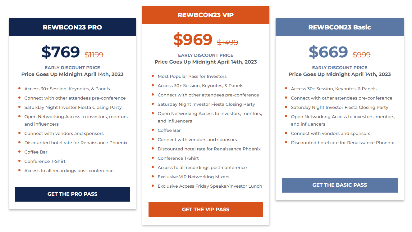 REWBCON 2023 Phoenix ticket prices