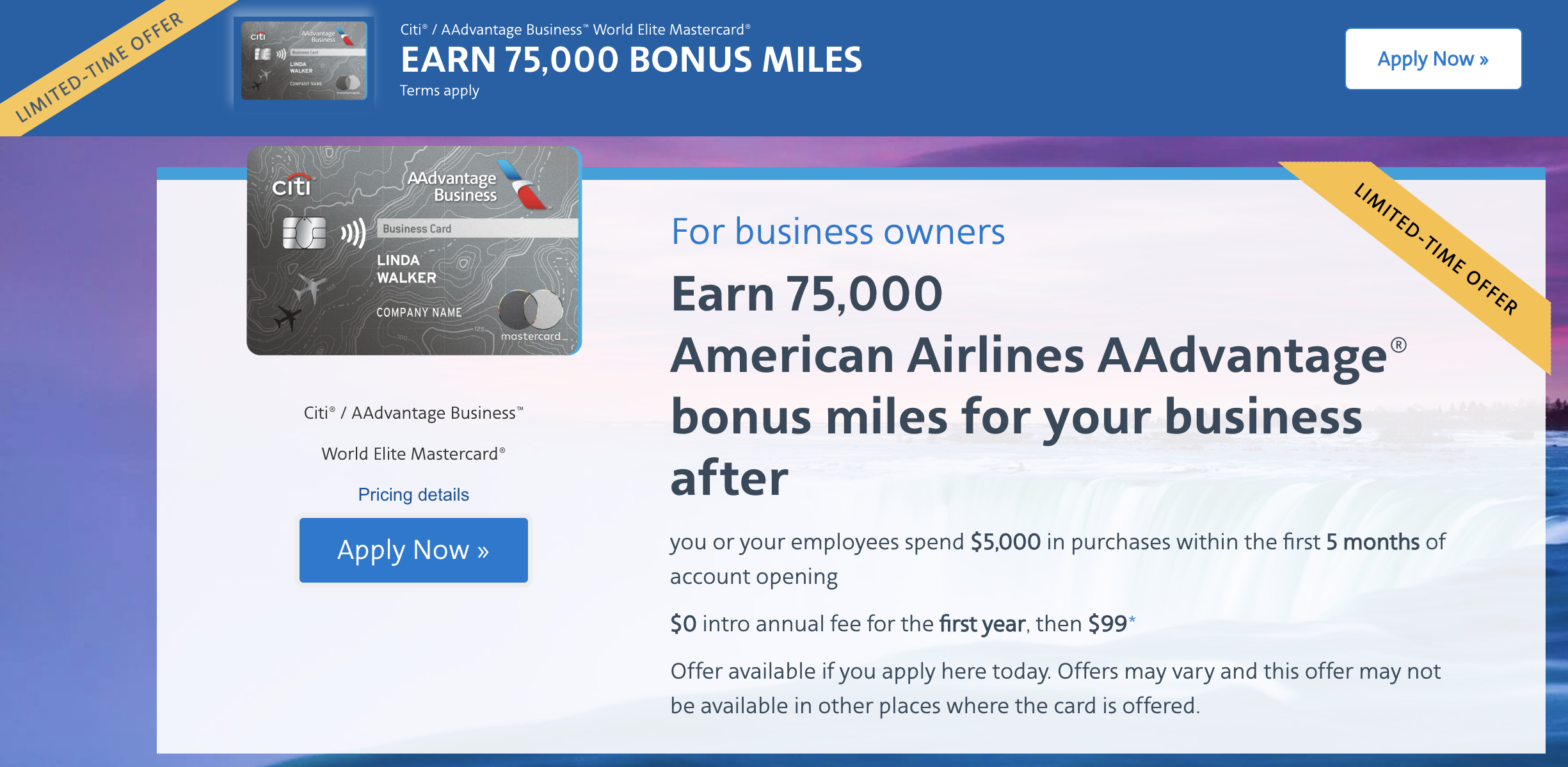 Citi American Airlines 75,000 Miles Business Offer