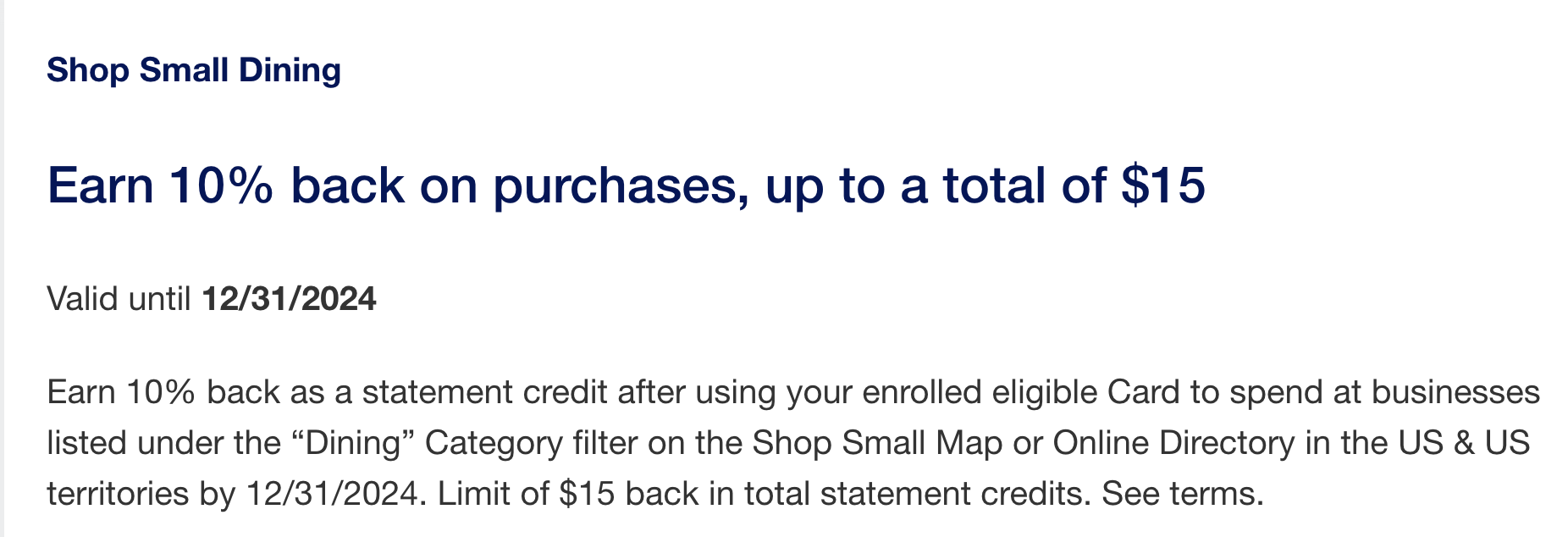 AmEx Offers ‘Shop Small’ Restaurants, Spa, Personal Care & Get 10% Back