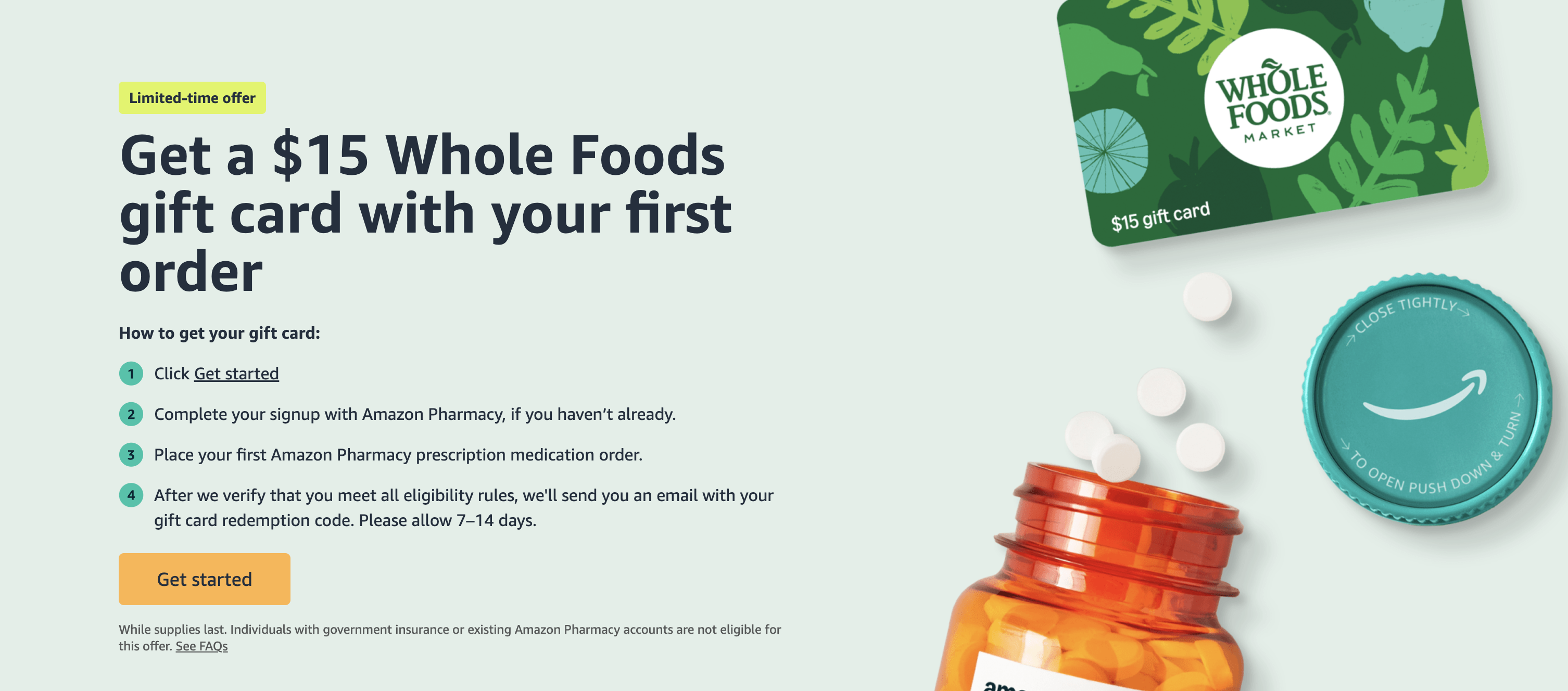 Get $15 Whole Foods Giftcard With First Amazon Pharmacy Purchase